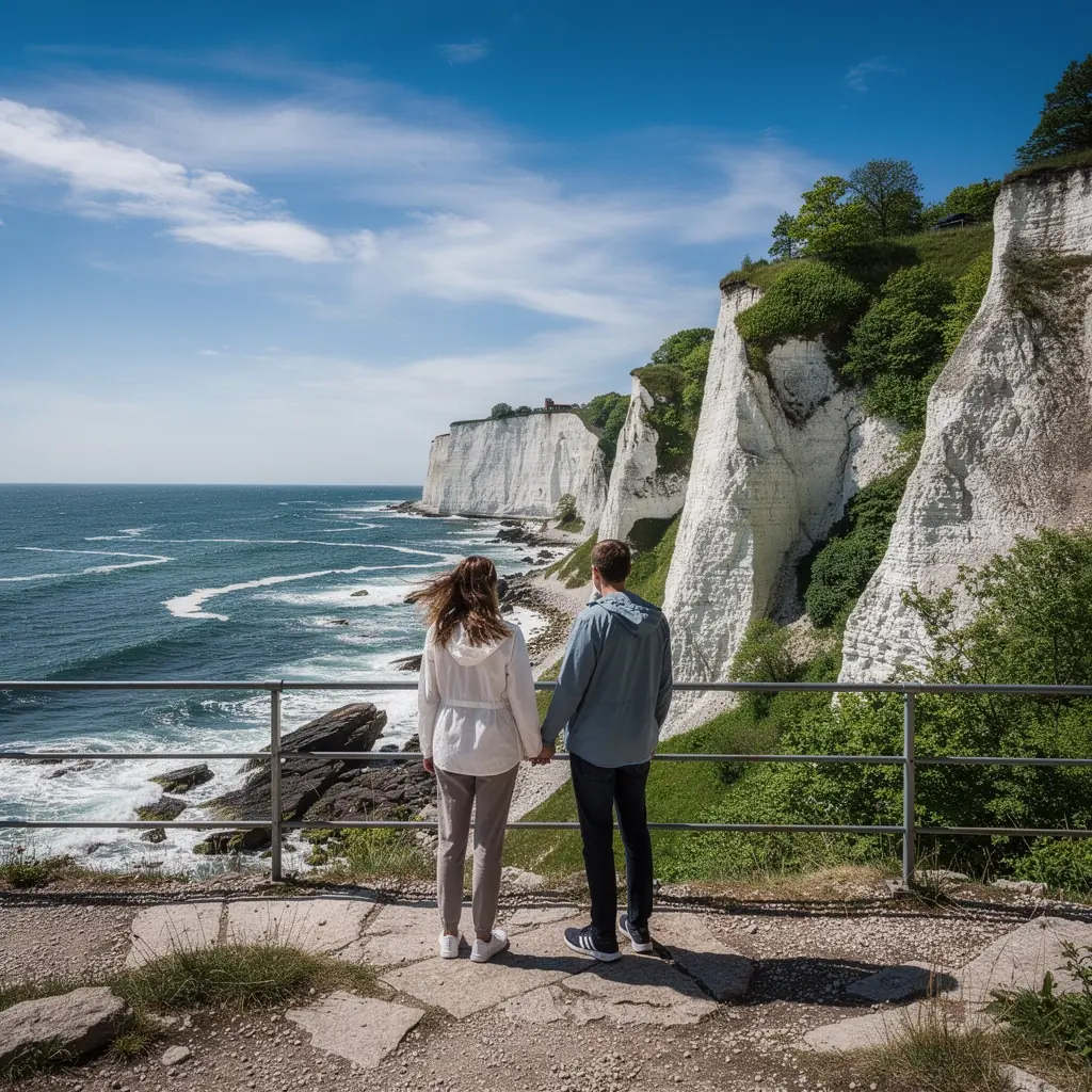 Strand mit feinem, weißen Sand und sanftem Wasser der Ostsee.